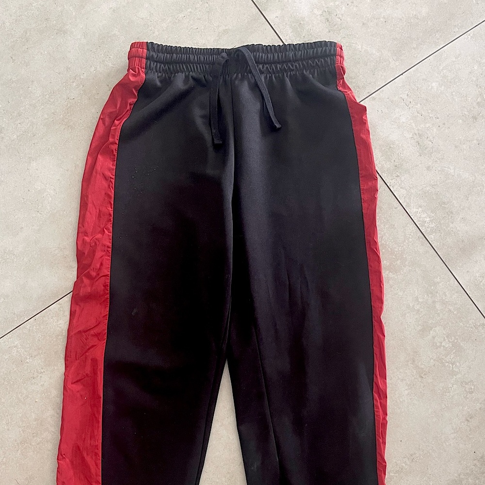 Zara Black and Red Striped Joggers. Size Medium.